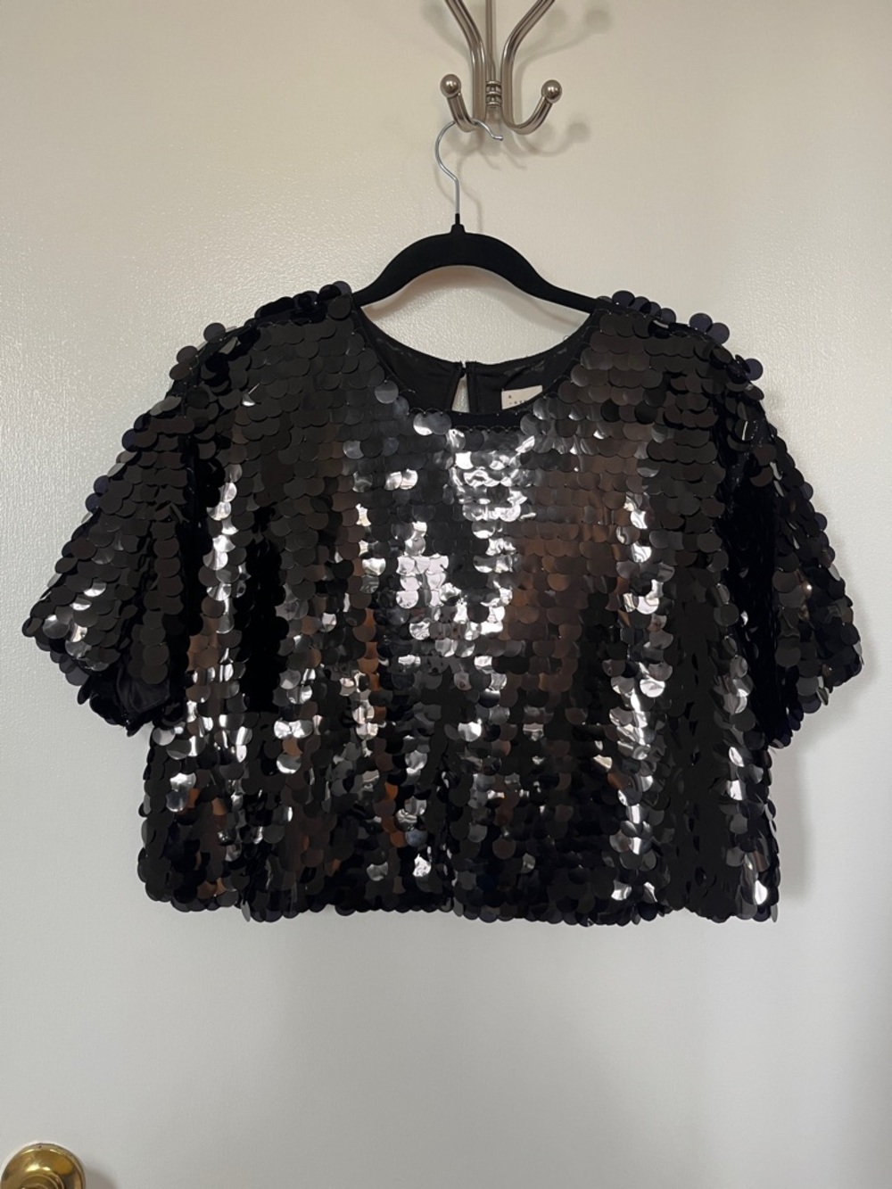 Black Sequins top size Medium